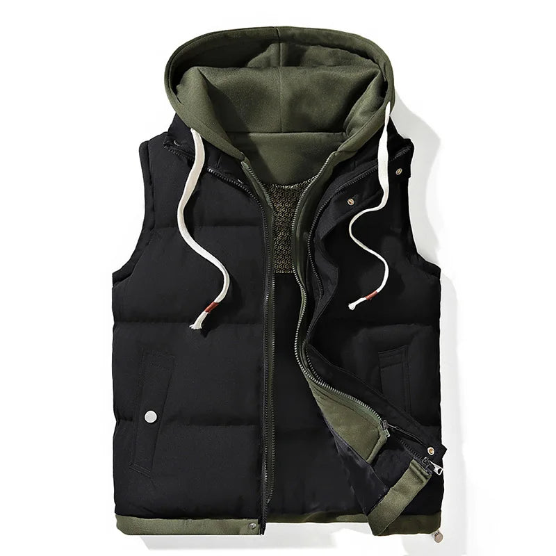 Amthony - Men's Hooded Puffer Gilet with Snap Pockets