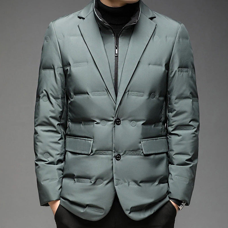 Anatoly - Men's Quilted Down Blazer Jacket with Zip Insert