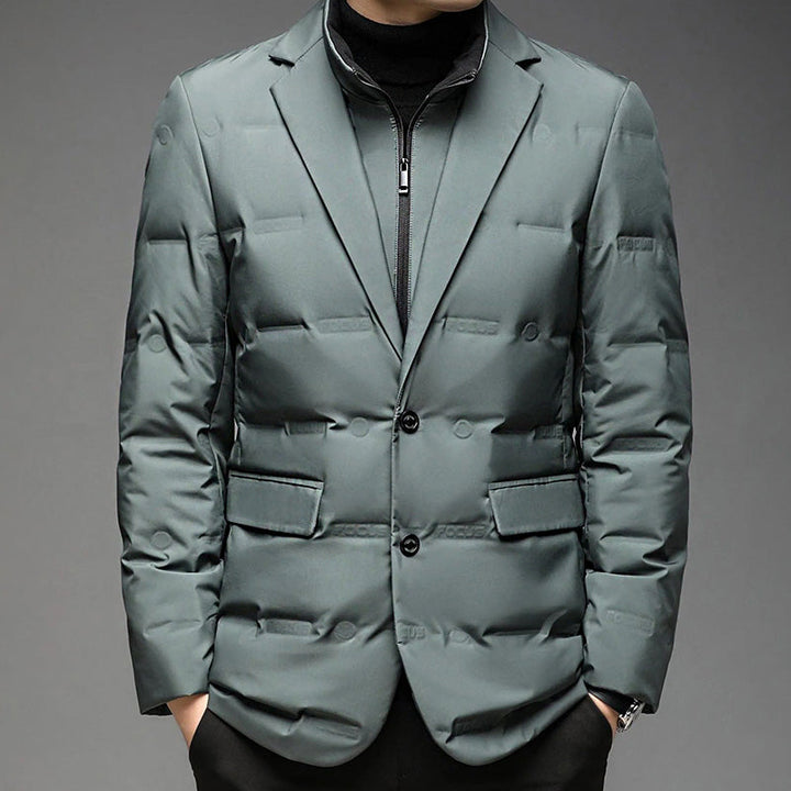 Anatoly - Men's Quilted Down Blazer Jacket with Zip Insert