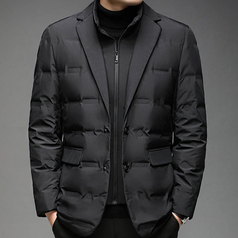 Anatoly - Men's Quilted Down Blazer Jacket with Zip Insert
