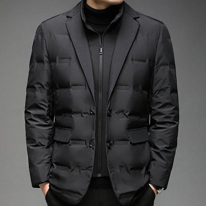 Anatoly - Men's Quilted Down Blazer Jacket with Zip Insert