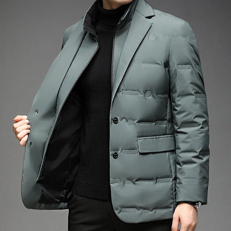 Anatoly - Men's Quilted Down Blazer Jacket with Zip Insert