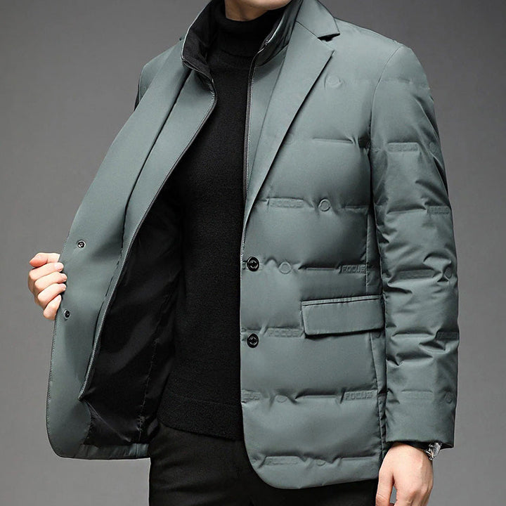 Anatoly - Men's Quilted Down Blazer Jacket with Zip Insert
