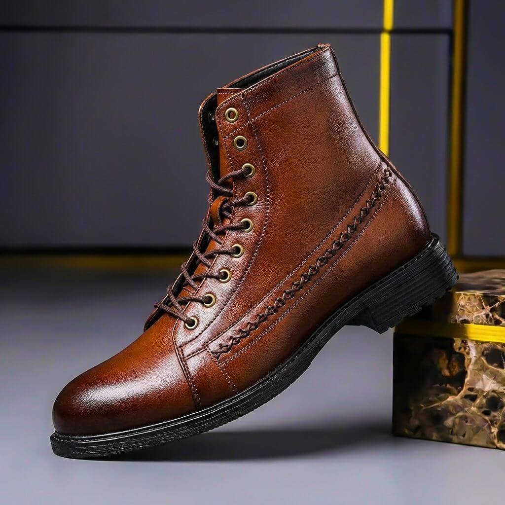 Andres - Men’s Leather Boots with Stitch Details