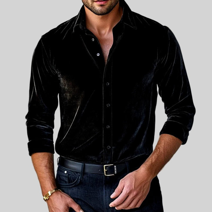 Andres - Men's Long Sleeve Velvet Dress Shirt 3