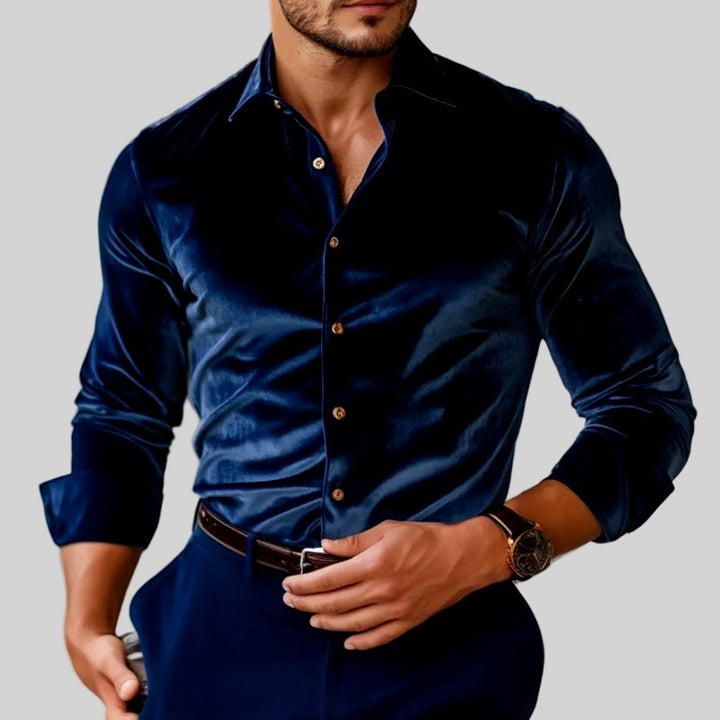 Andres - Men's Long Sleeve Velvet Dress Shirt 5