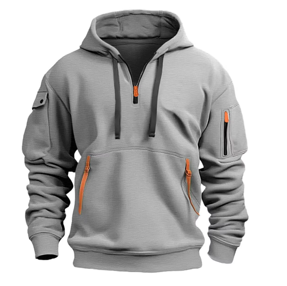 Archer - Men's Half-Zip Hoodie with Cargo Pockets