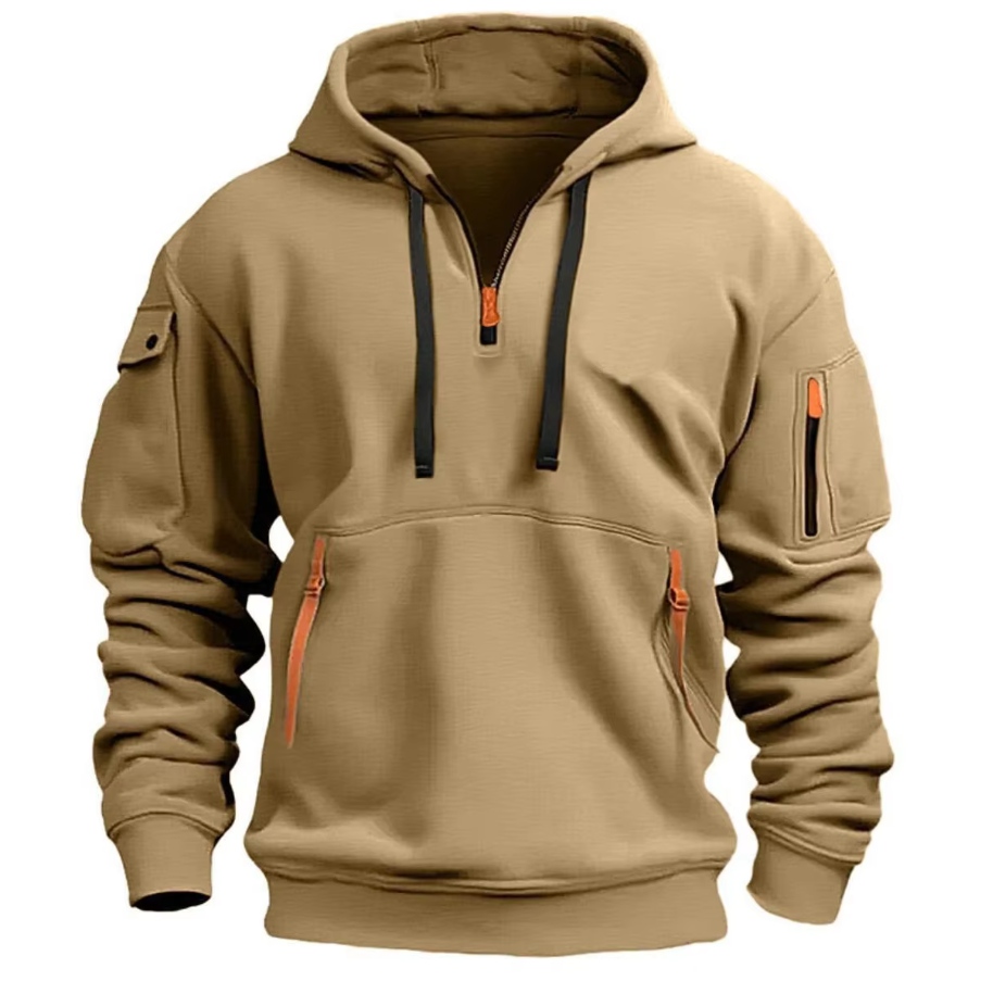 Archer - Men's Half-Zip Hoodie with Cargo Pockets