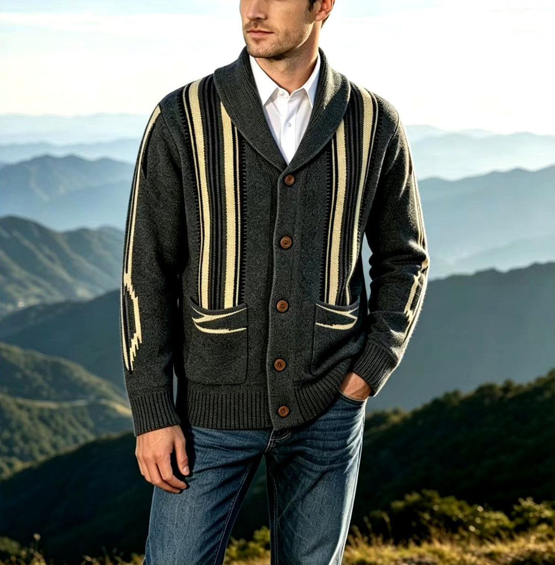 Arjun - Men’s Striped Shawl Collar Cardigan 6