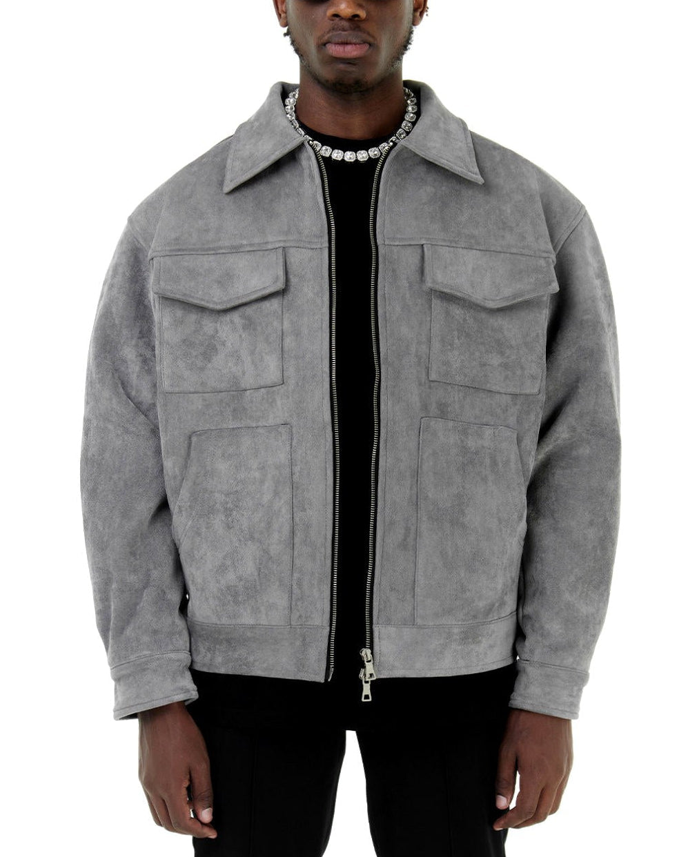 Arlo - Men's Suede Utility Jacket with Multiple Pockets 2