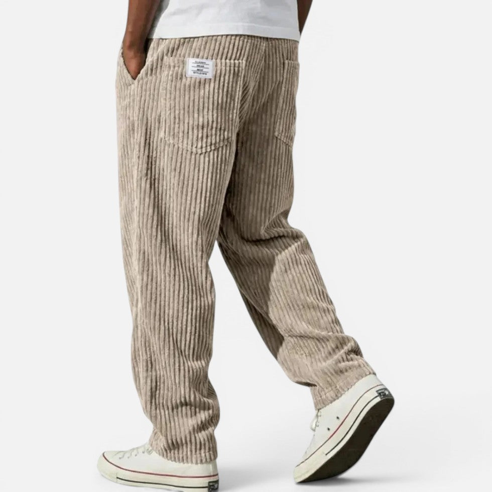 Brennan - Men's Ribbed Corduroy Pants with Elastic Waistband