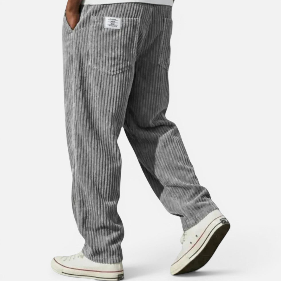 Brennan - Men's Ribbed Corduroy Pants with Elastic Waistband