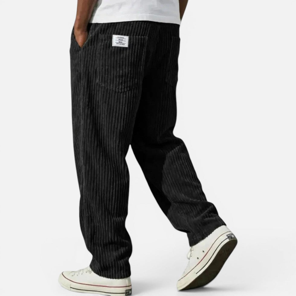 Brennan - Men's Ribbed Corduroy Pants with Elastic Waistband