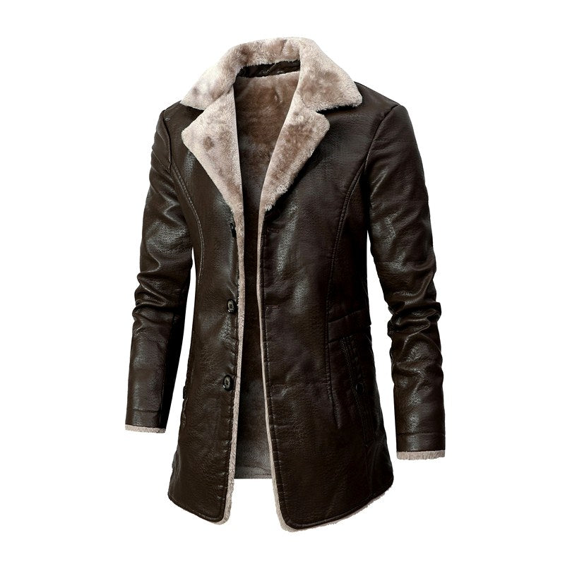 Caius - Men's Faux Fur Lined Long Coat 3