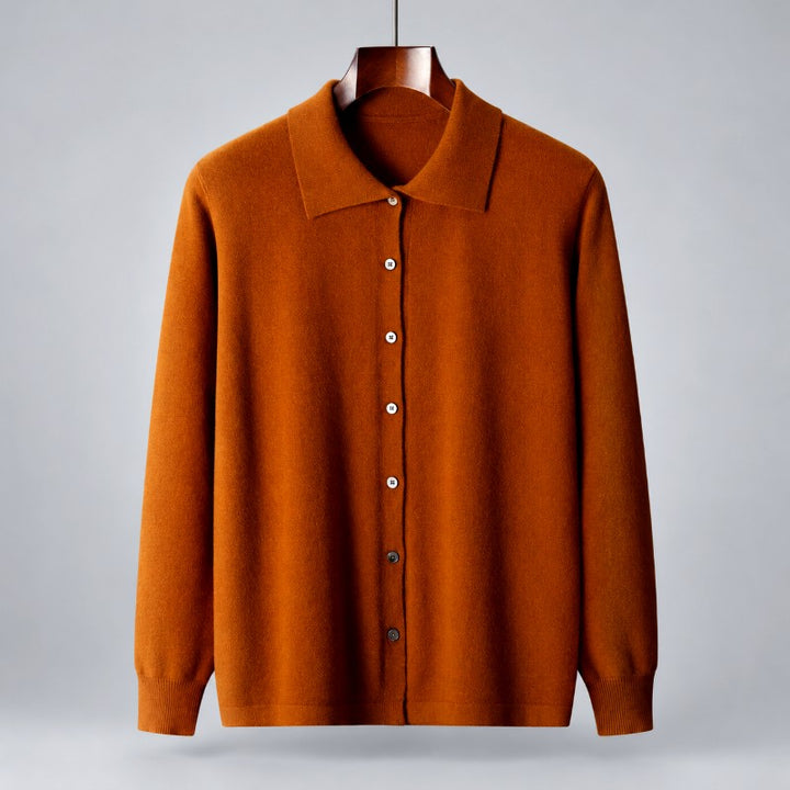 Calvin - Men's Wool Button-Front Collared Cardigan 8