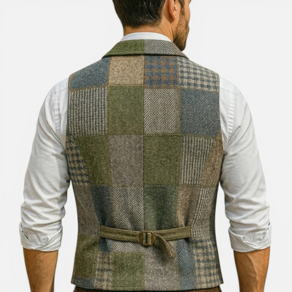 Carlo - Men's Patchwork Vest with Button Front