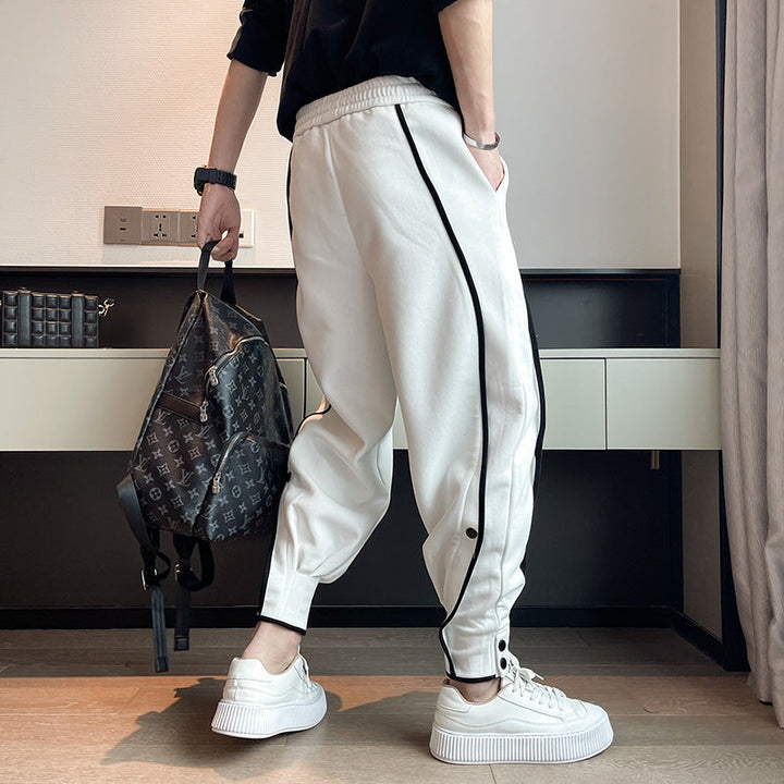 Cassius - Men's Joggers with Drawstring Waist and Snap Ankle Cuffs