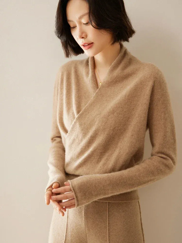 Celeste - Women's Cashmere Wrap Pullover with V-Neckline