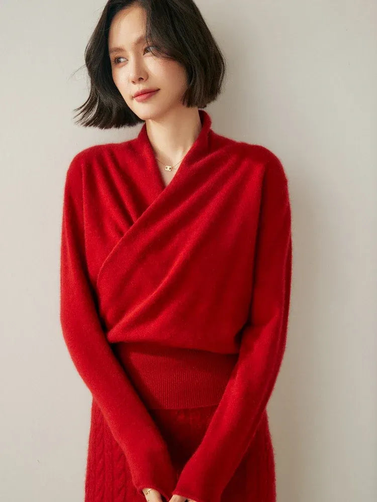Celeste - Women's Cashmere Wrap Pullover with V-Neckline