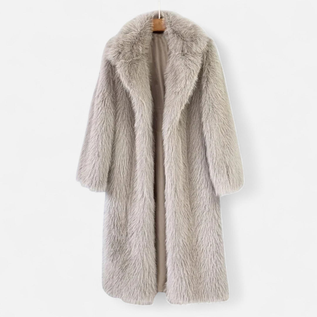 Celia - Women's Oversized Faux-Fur Coat with Notch Collar