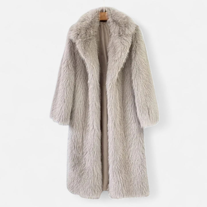 Celia - Women's Oversized Faux-Fur Coat with Notch Collar