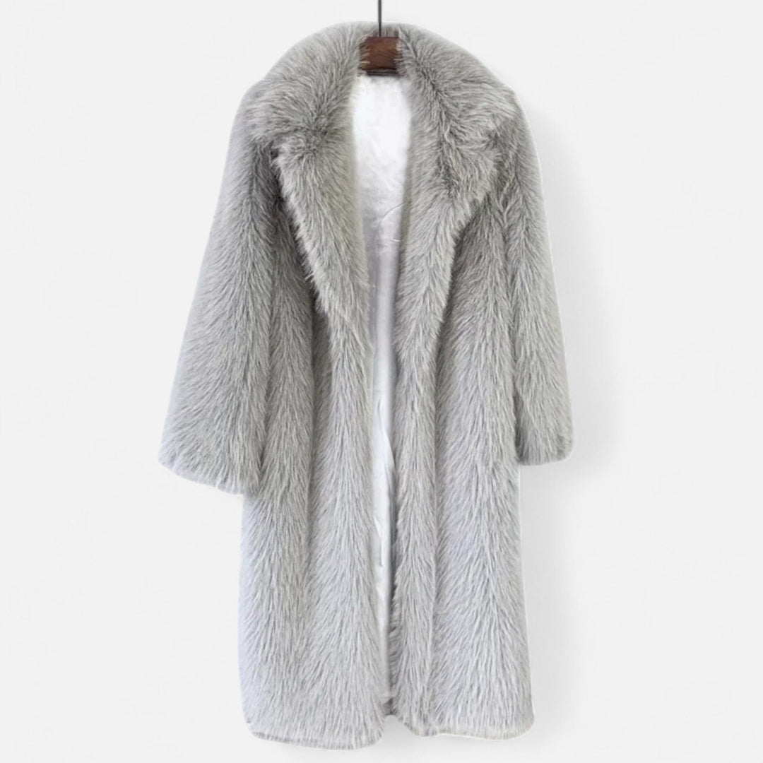 Celia - Women's Oversized Faux-Fur Coat with Notch Collar