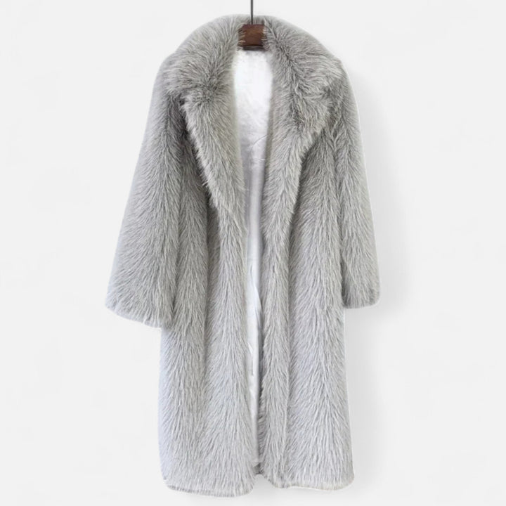 Celia - Women's Oversized Faux-Fur Coat with Notch Collar