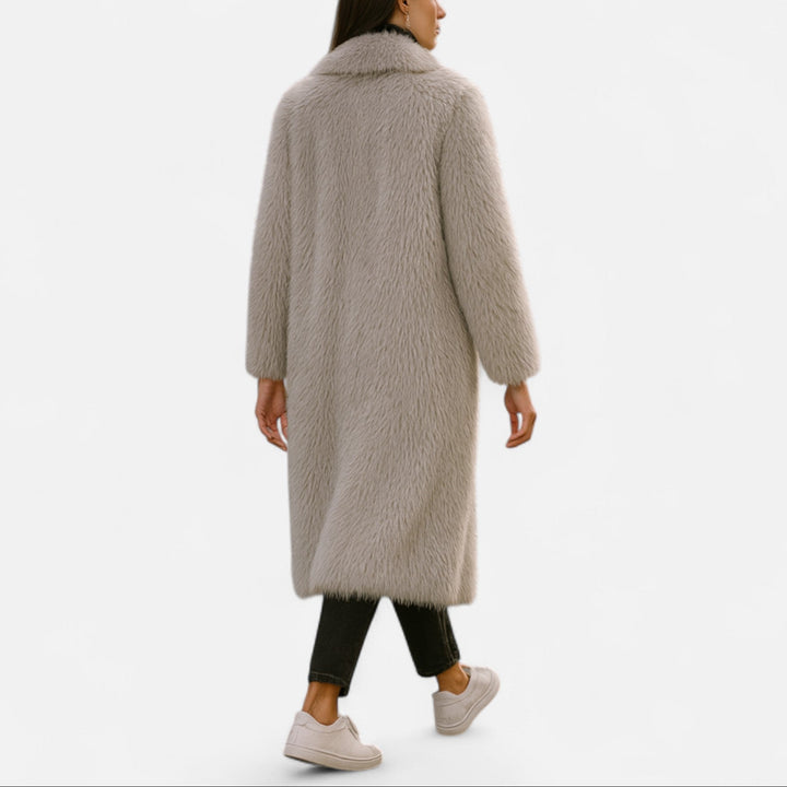 Celia - Women's Oversized Faux-Fur Coat with Notch Collar