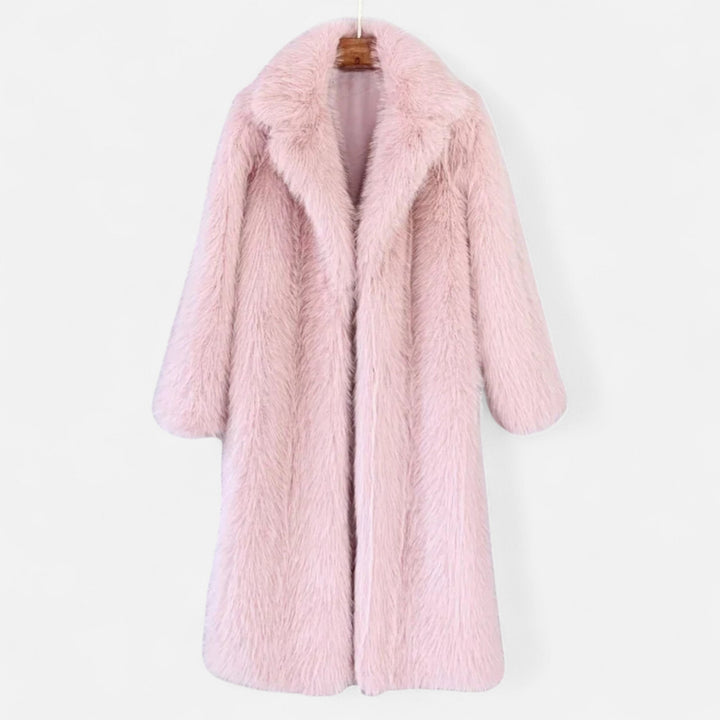 Celia - Women's Oversized Faux-Fur Coat with Notch Collar