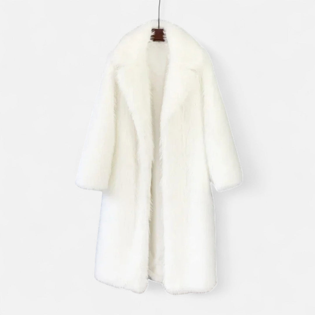 Celia - Women's Oversized Faux-Fur Coat with Notch Collar