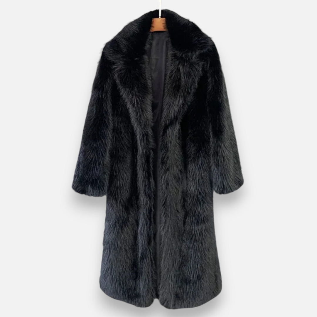 Celia - Women's Oversized Faux-Fur Coat with Notch Collar
