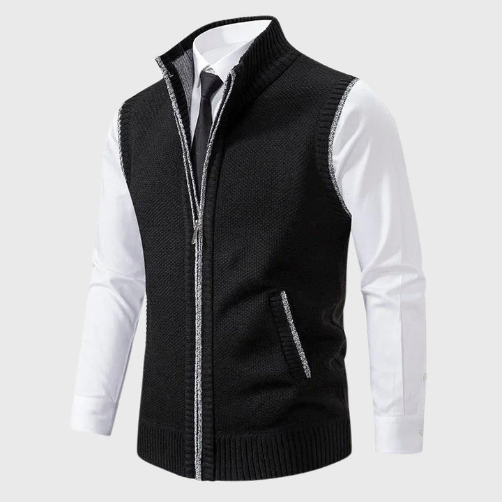 Clark - Men's Textured Knit Vest with Stand Collar