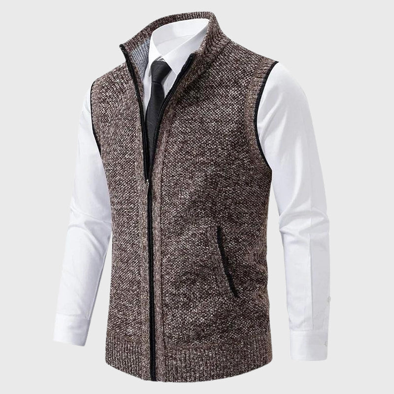 Clark - Men's Textured Knit Vest with Stand Collar