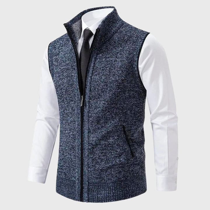 Clark - Men's Textured Knit Vest with Stand Collar