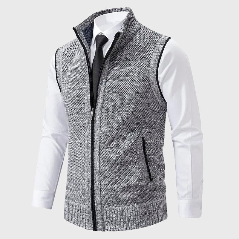 Clark - Men's Textured Knit Vest with Stand Collar