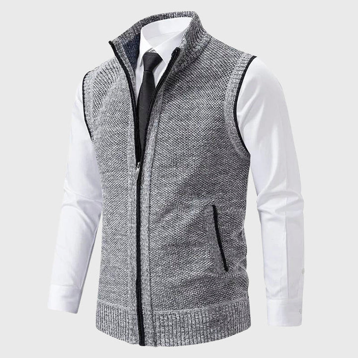 Clark - Men's Textured Knit Vest with Stand Collar