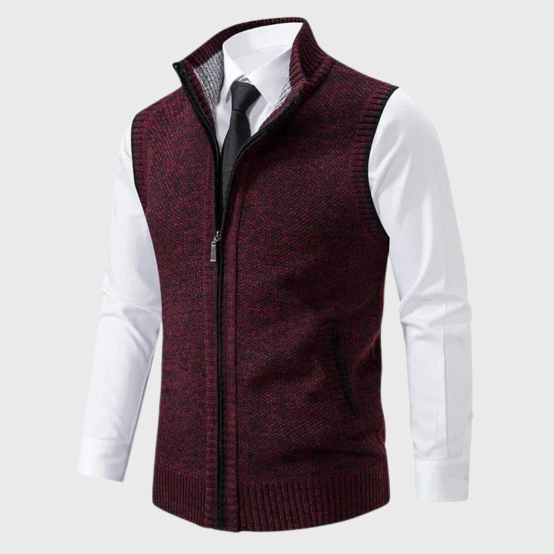 Clark - Men's Textured Knit Vest with Stand Collar