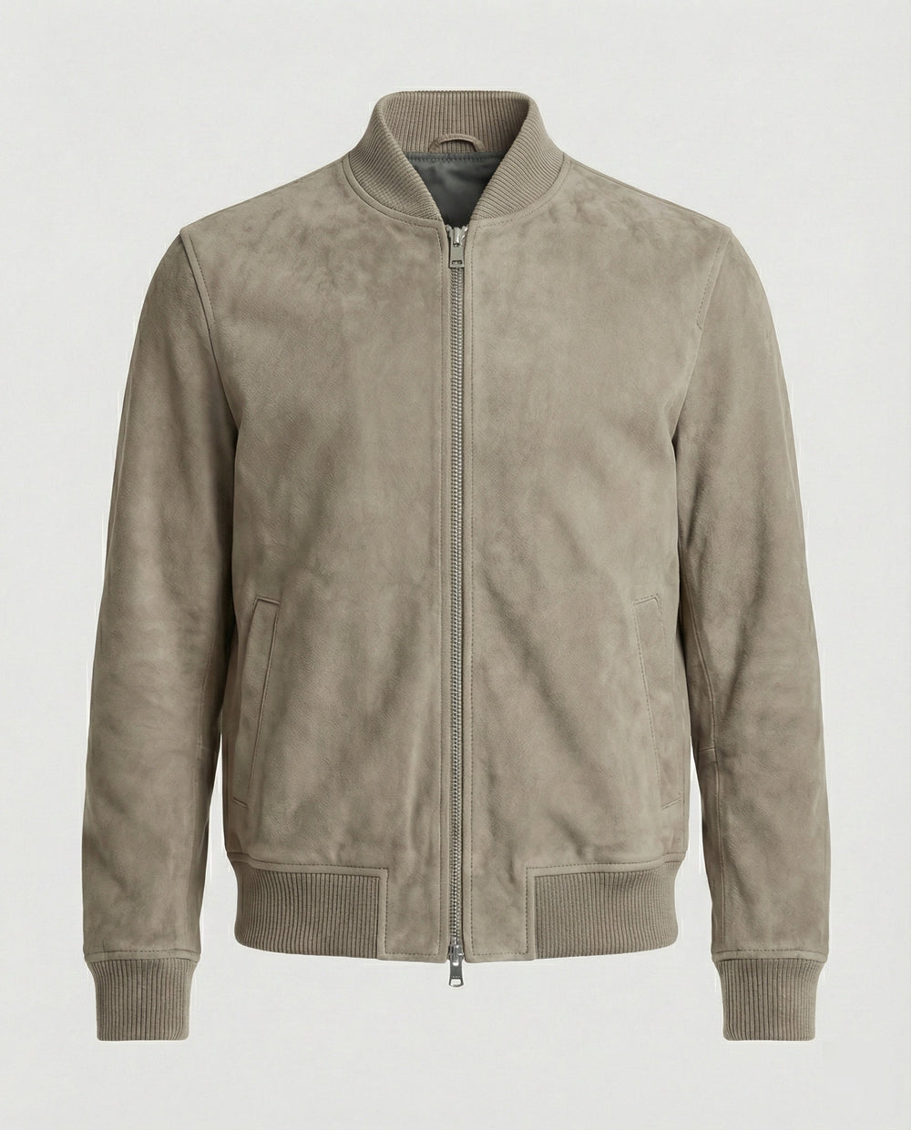 Cody - Men's Suede Bomber Jacket with Ribbed Collar