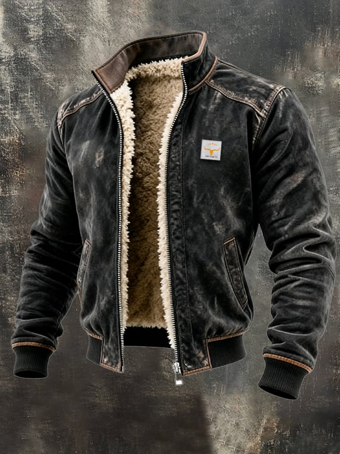 Constantine - Men's Fleece-Lined Denim Jacket with Ribbed Cuffs