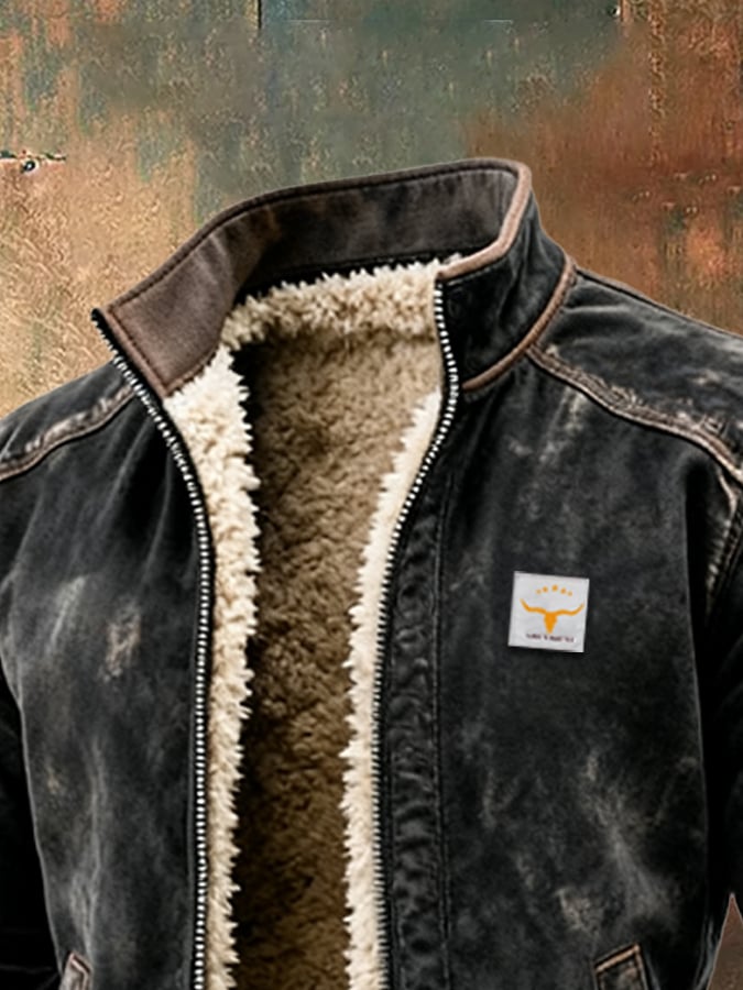 Constantine - Men's Fleece-Lined Denim Jacket with Ribbed Cuffs
