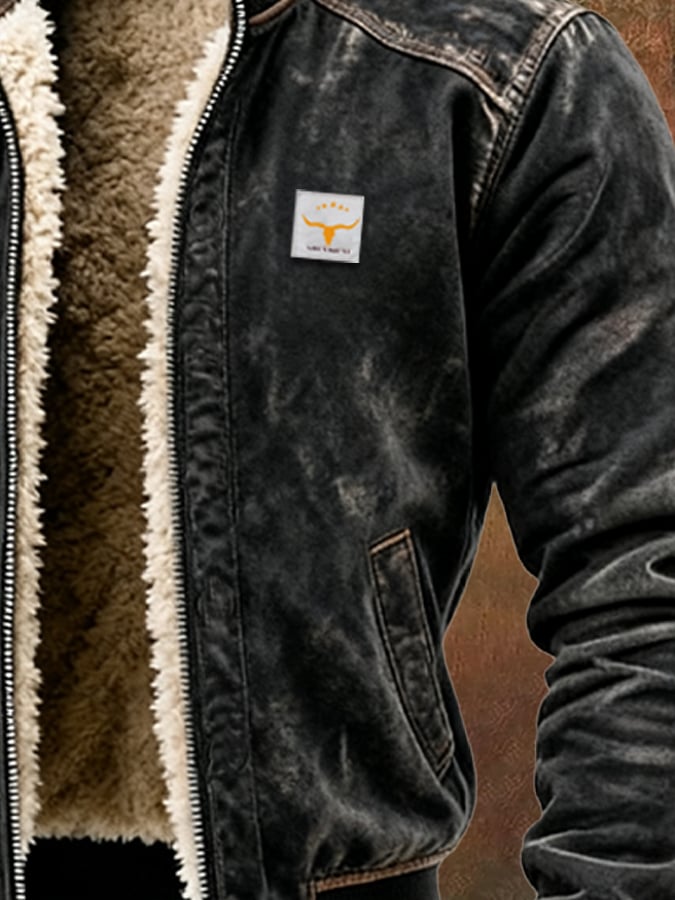 Constantine - Men's Fleece-Lined Denim Jacket with Ribbed Cuffs