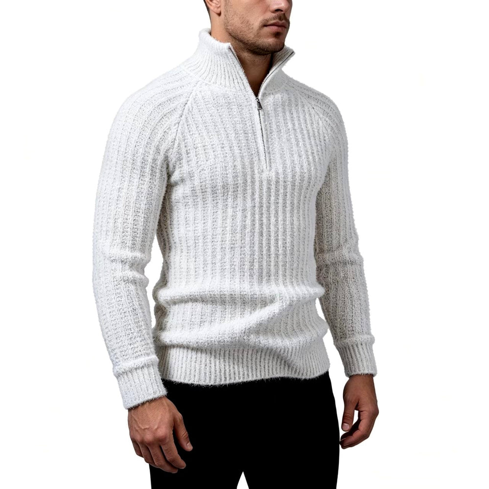 Daryl - Men's Textured Ribbed Quarter Zip Sweater 3