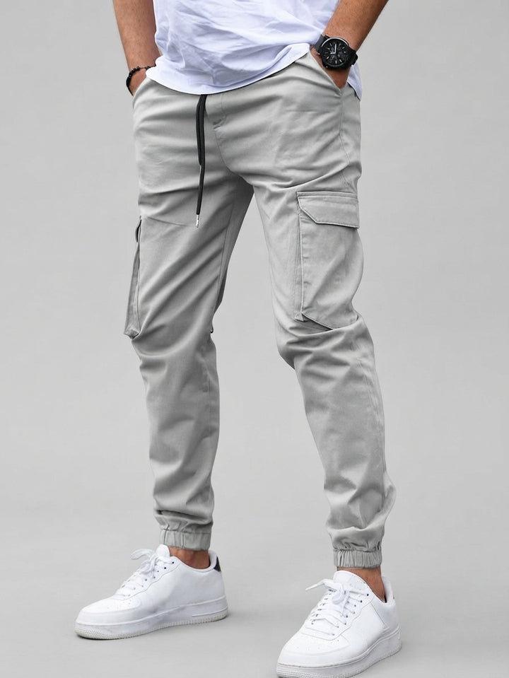 David - Men's Cargo Joggers with Drawstring and Tapered Ankles