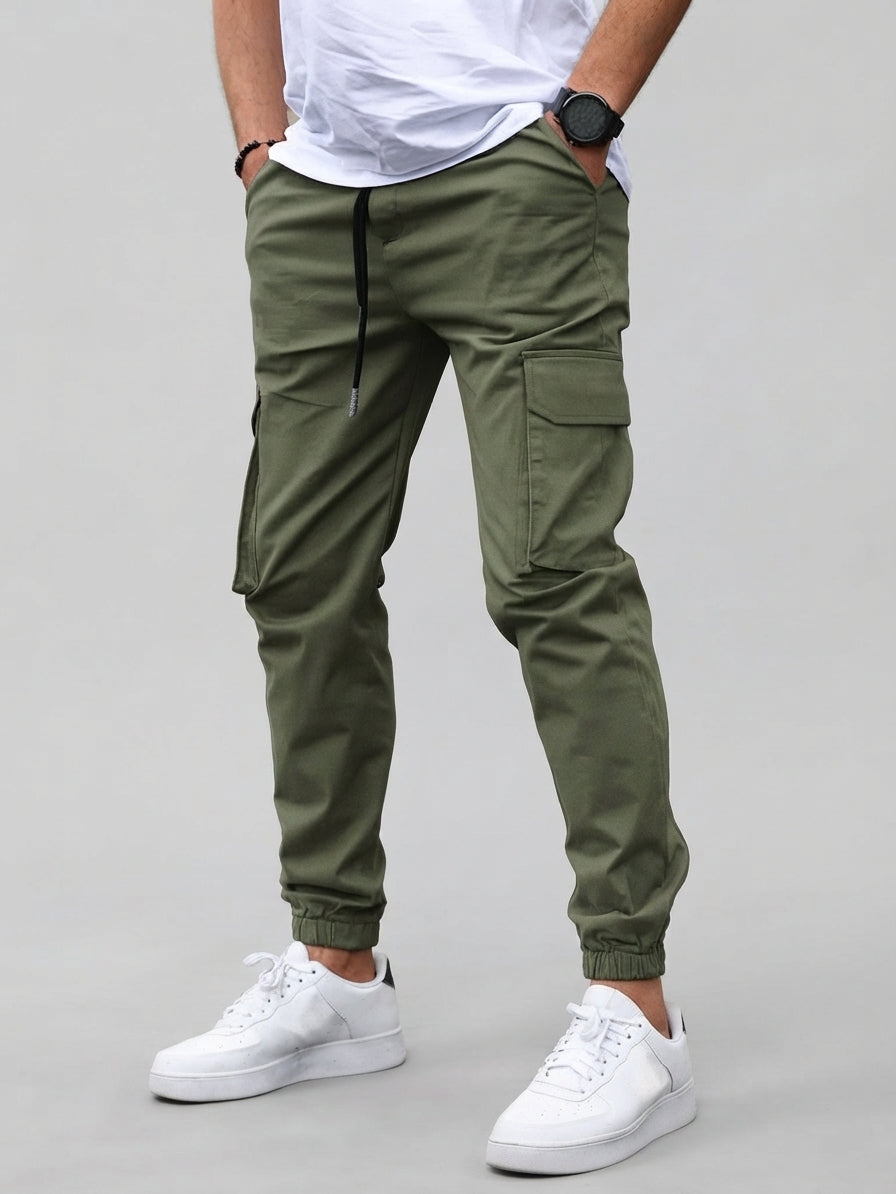 David - Men's Cargo Joggers with Drawstring and Tapered Ankles