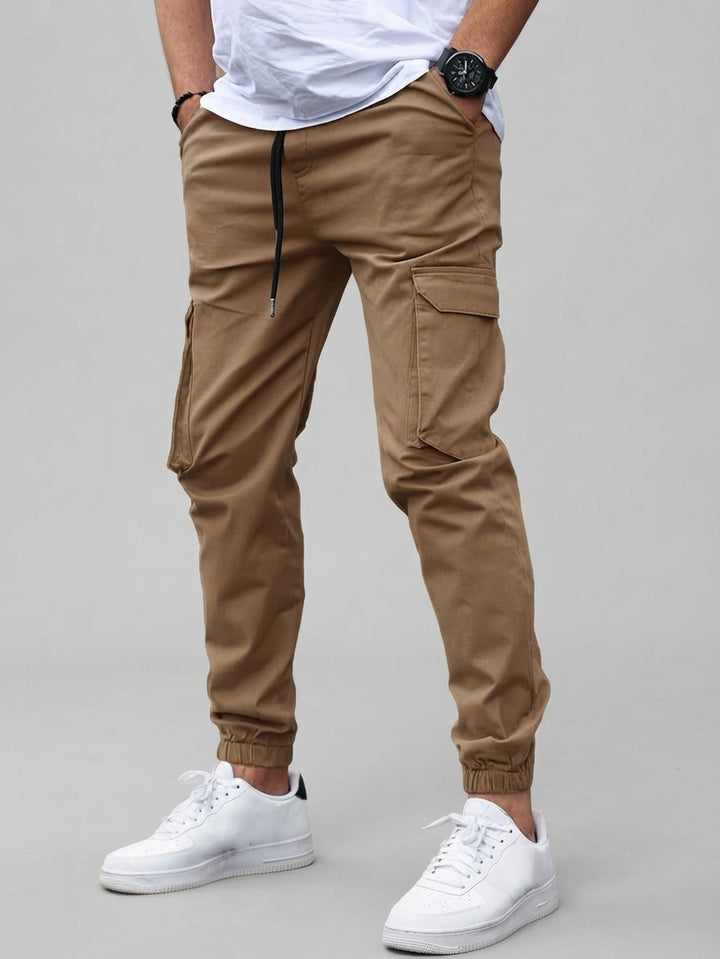 David - Men's Cargo Joggers with Drawstring and Tapered Ankles
