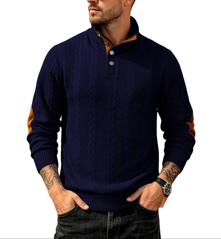Dexter - Men’s Cable Knit Button Mock Neck Sweater 2
