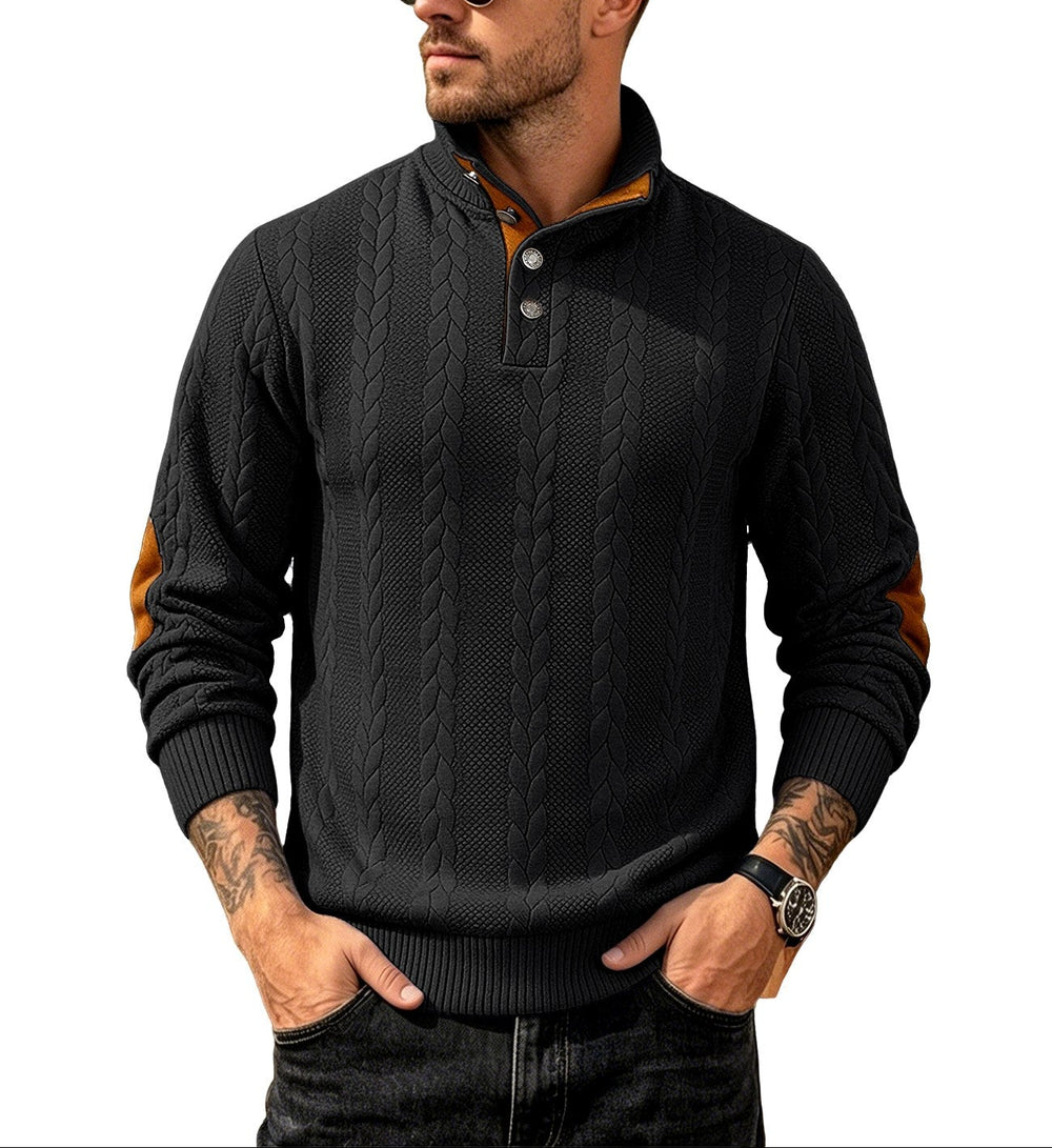 Dexter - Men’s Cable Knit Button Mock Neck Sweater 3