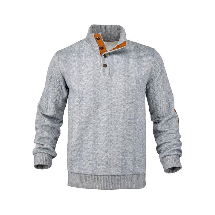 Dexter - Men’s Cable Knit Button Mock Neck Sweater 8