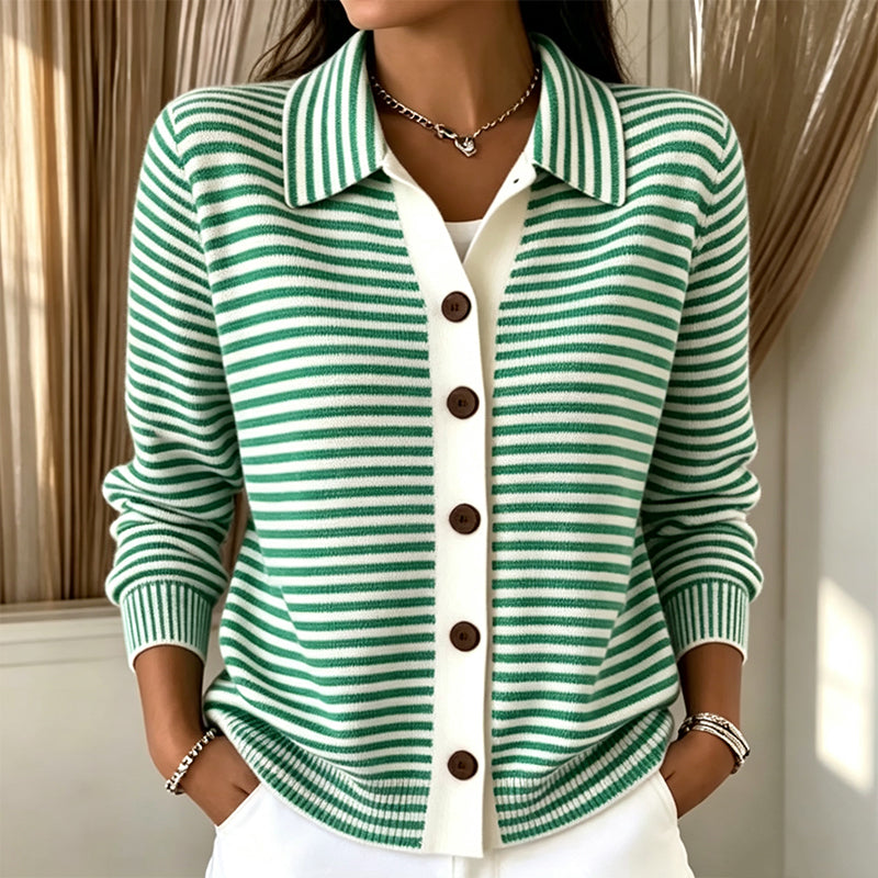 Dorothea - Women's Striped Button-Front Cardigan