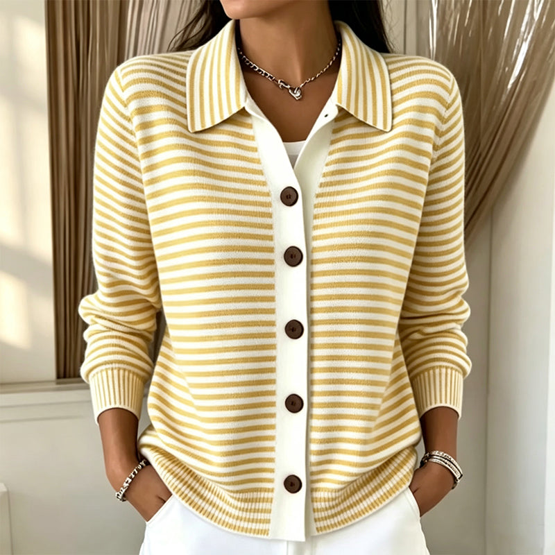 Dorothea - Women's Striped Button-Front Cardigan